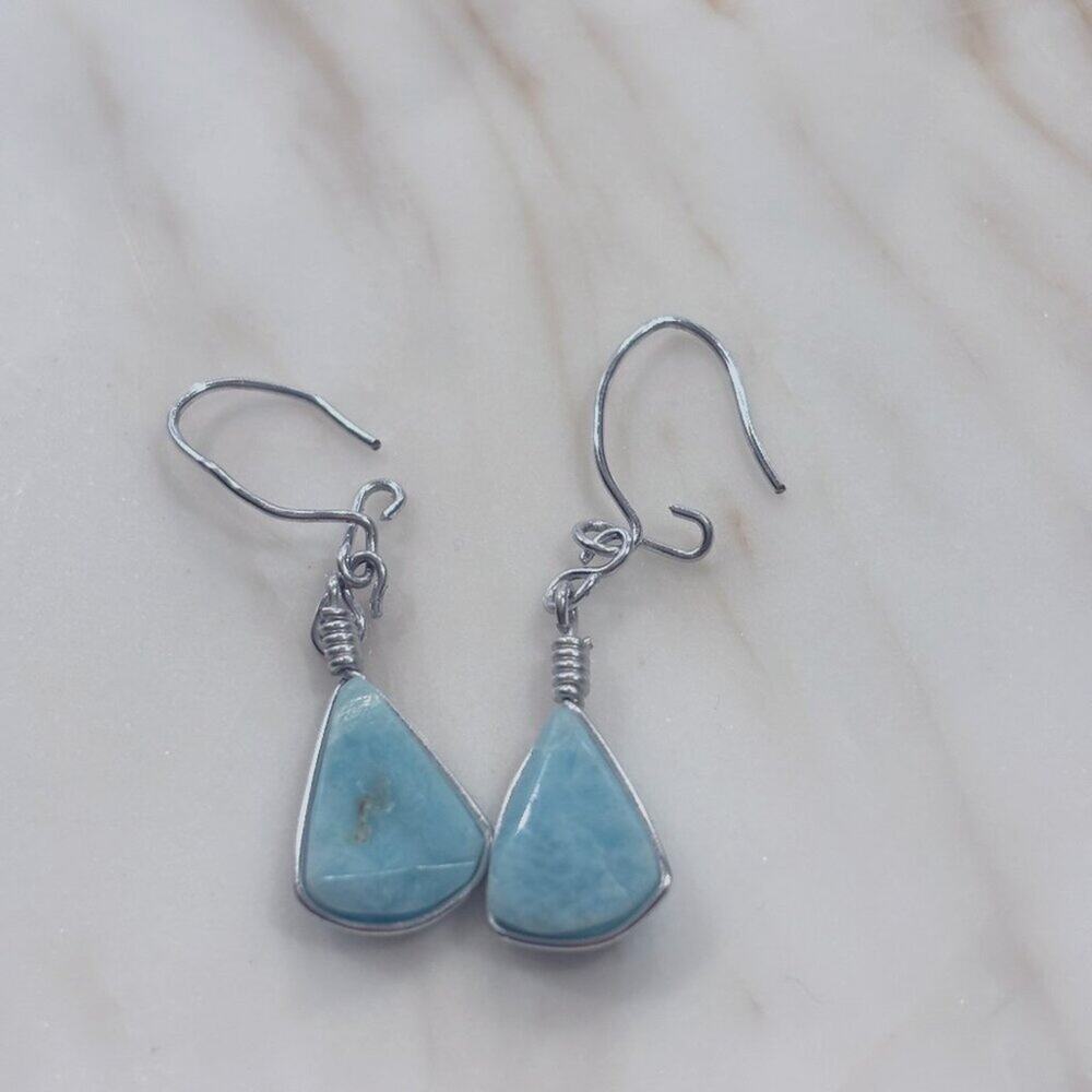 Genuine Aquamarine Drop Earrings
